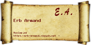 Erb Armand névjegykártya